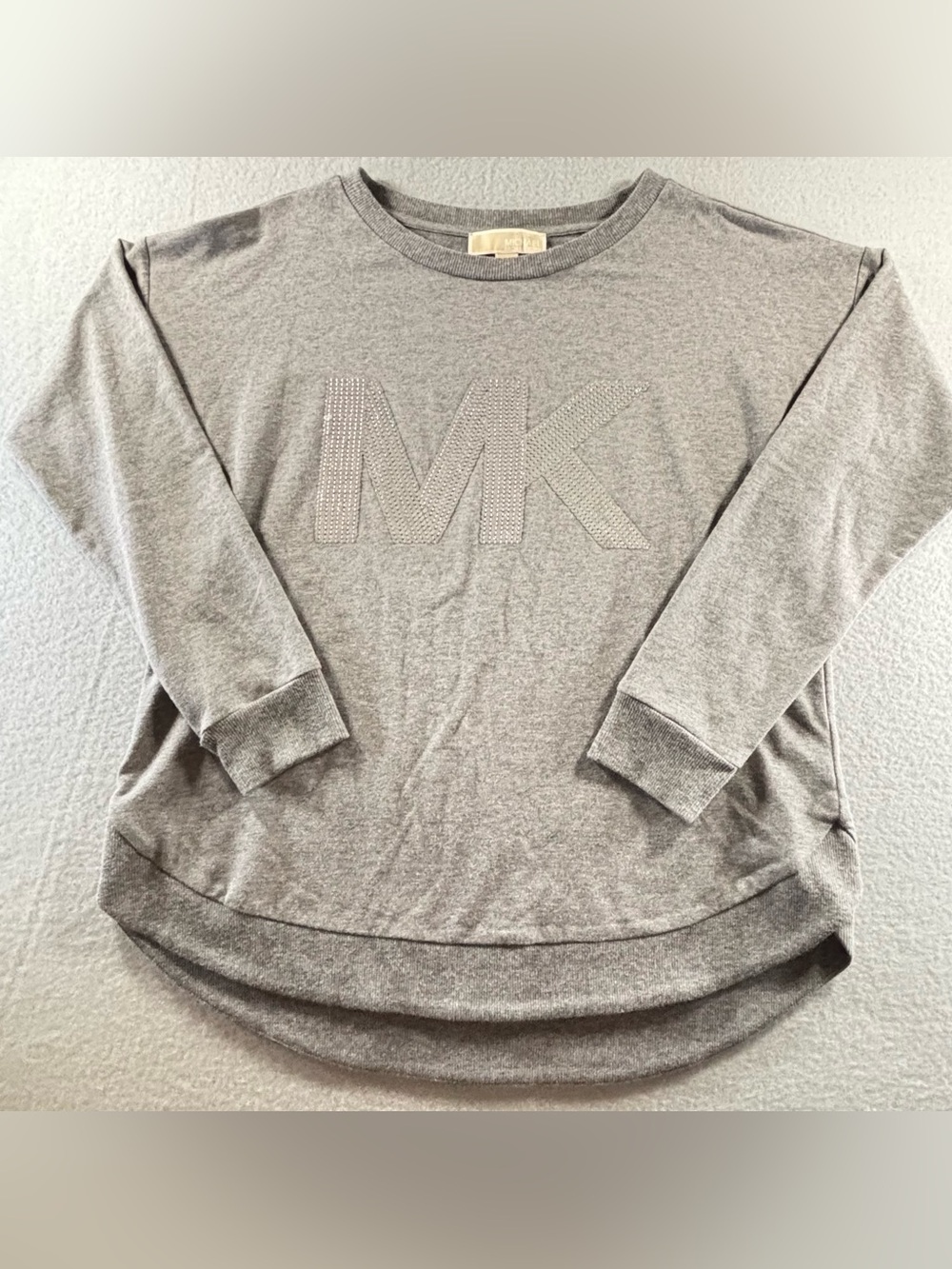 Michael Kors Gray Sequin Logo Knit Sweater